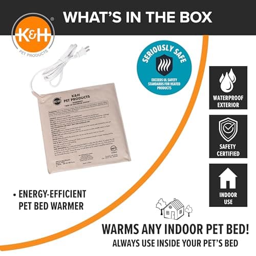 K&H Pet Products Pet Bed Warmer, Turn Any Pet Bed Into a Heated Cat or Dog Bed, Waterproof Indoor Heated Warming Pad Insert, Automatic Temperature, Safety Listed - Small 9 X 8.5in Tan 8