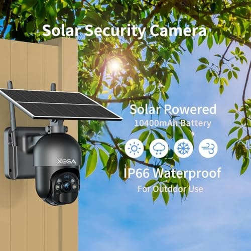 Xega 4G LTE Cellular Security Camera Outdoor Solar Camera Wireless Built-in SIM Card, 2K HD Color Night Vision PTZ 360° View, Smart PIR Motion Detection, 2-Way Talk, No WiFi, IP66 5