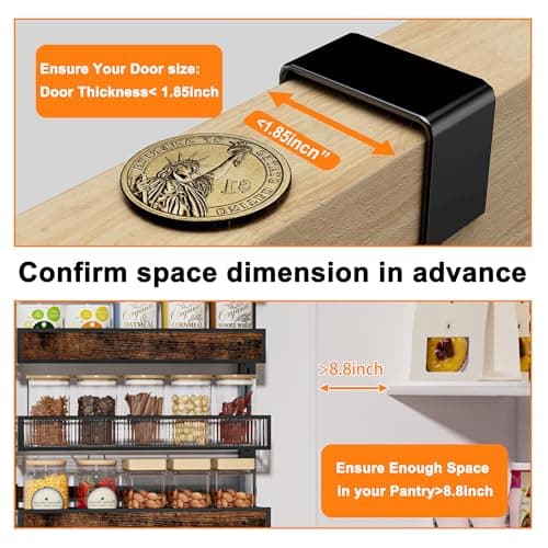 Clothink 8 Tier Over the Door Pantry Organizer 2 IN 1 Hanging or Wall Mounted Spice Rack with Adjustable Basket,Heavy Duty Seasonning Storage Shelf for Kitchen Pantry and Bathroom 6