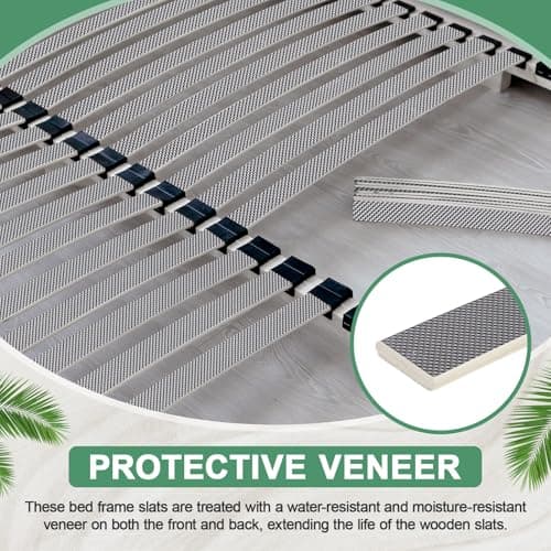 Sintuff 5 Pack Wooden Slats Bed Slats Replacement for Twin, Full, Queen Size Slatted Metal Bed Frame Sofa Under Mattress Support Foundation Platform Repair Parts, Easy Assembly, 29.3" x 0.39" x 2" 6