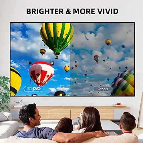 wepvo Projector Mini Portable Outdoor Movie Projectors, LED Pico Video Projector for Home Theater Film Projectors, Compatible with Smartphone/ Tablet/ Laptop/ TV Stick/ PS/ USB 8