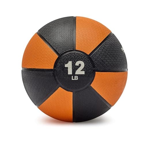 Amazon Basics Weighted Medicine Ball for Core Strength, Strength Training, Full-Body Workouts and Balance Exercises, 12 Pounds, Orange/Black