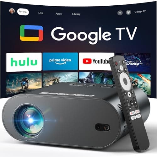[Google TV/Voice Control]GooDee 4K UHD Smart Projector with WiFi and Bluetooth, Portable Movie Projector Prime Video,YouTube Built-in, Dolby Sound Home Theater for Indoor/Outdoor