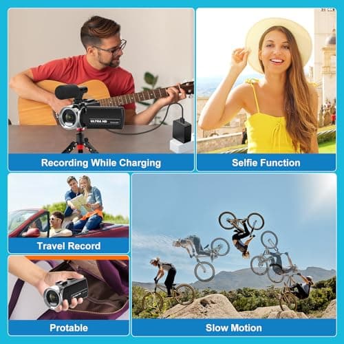 Weochi Video Camera Camcorder Ultra HD 4K 48MP Digital Cameras Recorder for YouTube TikTok 3 Inch 270 Degree Rotation Screen 18X Zoom Vlogging Camcorders for Kids,Teens,Students,Beginners,Elders 6