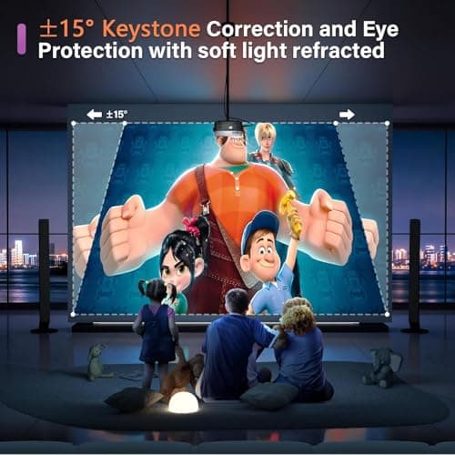 Mini Projector, VOPLLS 1080P Full HD WiFi Bluetooth Portable Projector, Outdoor Home Theater Movie Video Projector, 50% Zoom, Compatible with HDMl, USB, AV, Smartphone (15000L) 6