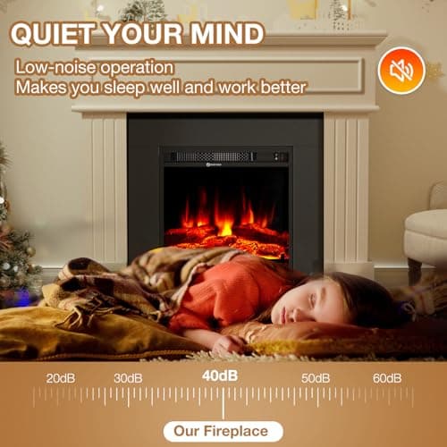 oneinmil Electric Fireplace with Mantel, Fireplace TV Stand with 18’’ Electric Fireplace Heater, 3D Realistic Flame, Freestanding Fireplace for Living Room, Bedroom, White 6