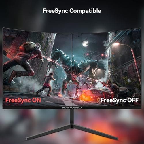 Raywego 24 inch Curved Gaming Monitor 200Hz/180Hz 1ms,FHD 1920×1080P,4000:1 Contrast Ratio,with FreeSync & Eye-Care, Support DP, HDMI,USB,3.5mm Port for Gaming Home Office,Wall Mount Install 5