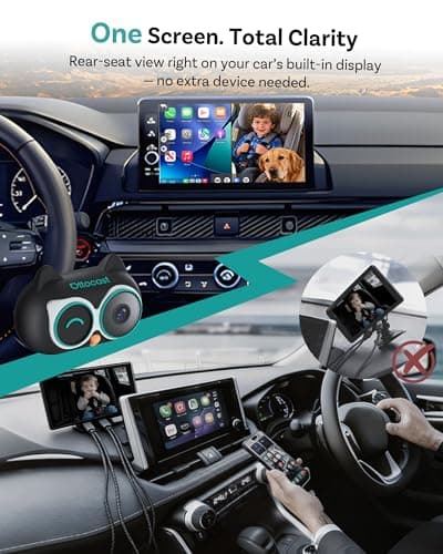 OTTOCAST Baby Car Camera &Wireless CarPlay Adapter,1080P HD Rear Seat Monitor Display on Car Screen,150°Wide Angle No-Glow Night View, Safety for Kids & Infants 5