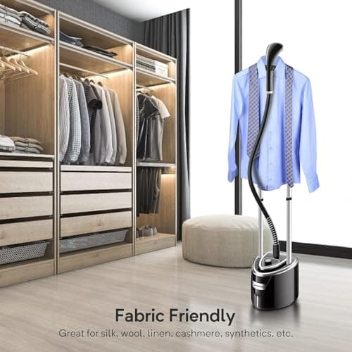 Gerank Steamer for Clothes, 1500W Standing Garment Steamer with 35s Fast Heating, 2.5L Water Tank for 1.5H Steaming, Adjustable Height Stand with Clothes Hanger, Professional Wrinkle Removal 6