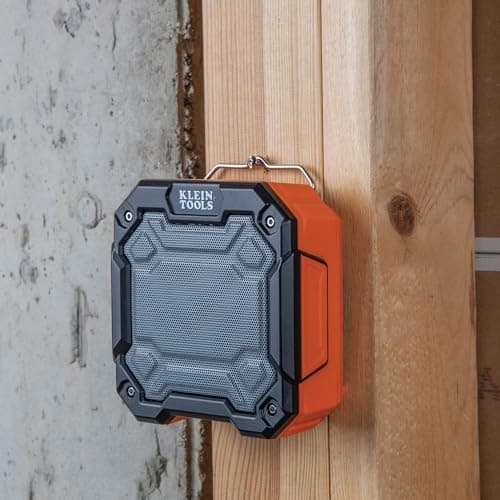 Klein Tools AEPJS3 Bluetooth Jobsite Speaker With Magnet and Hook, 20-Hr Run Time, Charge Via USB A or C, Pair Multiple Speakers via Broadcast, Hands Free Capable 6