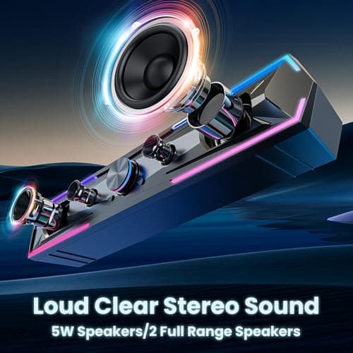 Tylubio Computer Speakers for Pc Desktop with Clear Sound, Flowing LED PC Speaker for Computer Desktop Laptop Monitor, Bluetooth & USB Input 7