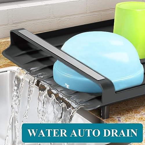 Extendable Dish Drying Rack,Space-Saving Multifunctional Compact Dish Racks for Kitchen Counter,in Sink Small Dish Drying Rack, Auto-Drain Stainless Steel Dish Strainers with Utensil Caddy (Gray) 6