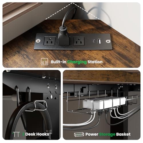 SIAGO L-Shaped Standing Desk - 63 x 55 Inch Adjustable Corner Standing Desk with Charging Station - L Shape Sit Stand Table with Memory Controller, Splice Board for Home Office 9