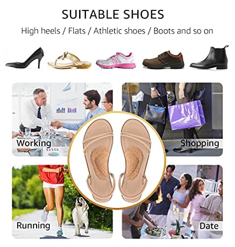 Dr. Foot's Arch Support Shoe Insoles for Flat Feet, Gel Arch Inserts for Plantar Fasciitis, Adhesive Arch Pad for Relieve Pressure and Feet Pain- 3 Pairs (Cork, 3 Count (Pack of 1)) 5