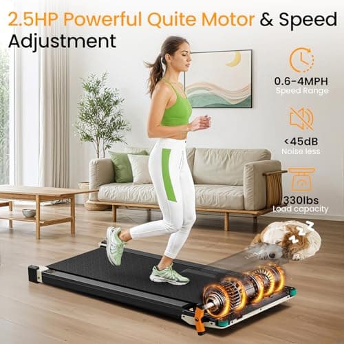 FINEHORSE 2 Side Walking Pad with Incline, 2 in 1 Under Desk Treadmills Walking Pad and Foot Massager for Home/Office, Portable Treadmill with Remote Control LED Display (Black) 5