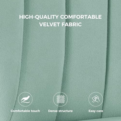 HULALA HOME Velvet Dining Chairs, Modern Small Armless Accent Chair with Gold Metal Legs, Living Room Upholstered Cute Side Chair, Elegant Tufted Back Vanity Chair for Bedroom/Beauty Room-SAGE 7