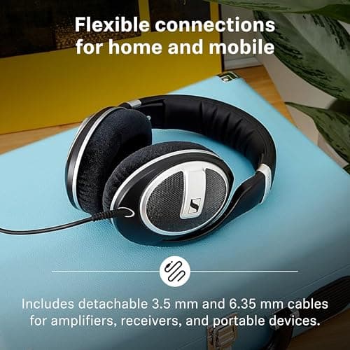 Sennheiser HD 599 SE Open-Back Headphones, Premium Design, Natural Balanced Audio, Comfortable Fit, Wired Headphones for Music, Gaming, School, Work, Black 6