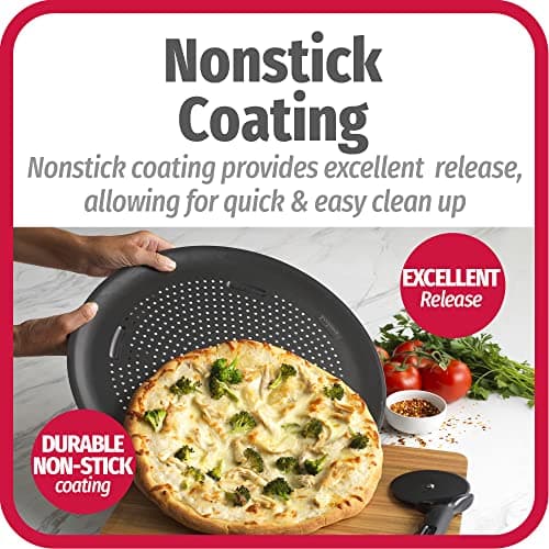 GoodCook AirPerfect Nonstick 16” Pizza Pan - Set of 2 - Pizza Trays for Oven, Perforated Round Pizza Pan, Carbon Steel Baking Pan, Homemade, Frozen & Leftover Slices 5