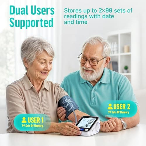 RunStar Upper Arm Blood Pressure Monitor with Wide Range Cuff (8.6'' -16.5'') for Home Use FSA&HSA Eligible, Automatic Digital BP Machine with Storage Bag, 2x99 Reading Memory 7
