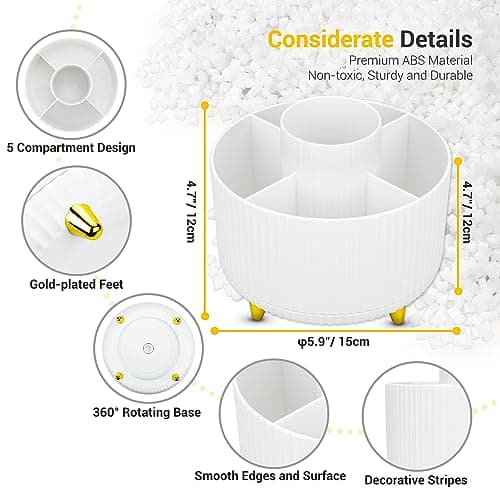 4Johor Pen Holder - Pencil Holder with 5 Compartments, 360°Rotating desk organizer and accessories for Women and Men,Desk Caddy for School,Teacher,Office,Art Supplies. Tidy Desk, Tidy Mind 7