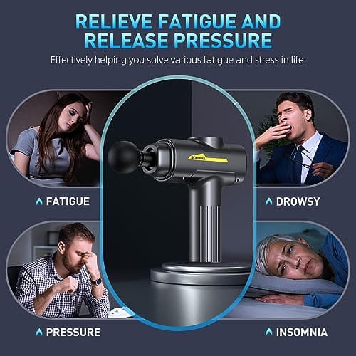 SORUDEL Massage Gun,Massage Gun Deep Tissue for Pain Relief with 7 Massage Heads & 6 Speeds and Carrying Case (Grey) 8