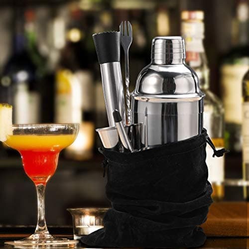 24 oz Cocktail Shaker Set Bartender Kit by Aozita, Stainless Steel Martini Shaker, Mixing Spoon, Muddler, Measuring Jigger, Liquor Pourers with Dust Caps and Manual of Recipes, Professional Bar Tools 7