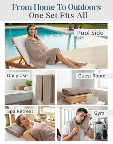 Casa Platino 100% Cotton Bath Sheets Set of 4 (36"x72") - Ring Spun Cotton Extra Large Bath Towels Sets - Quick Dry, Soft & Absorbent Oversized Shower Towel Sets - Sustainabaly Produced - Tan Brown 7