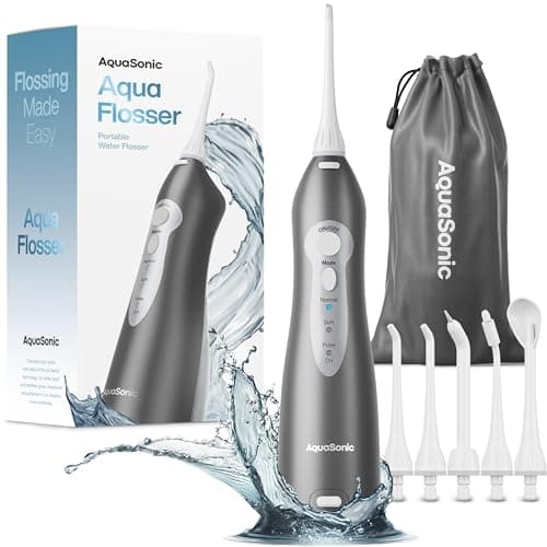 AquaSonic Water Flosser - Cordless Rechargeable Water Flossers for Teeth Cleaning - Waterproof Aqua Flosser, Portable Oral Irrigator for Dental Cleaning with 5 Jet Tips – Braces Home Travel