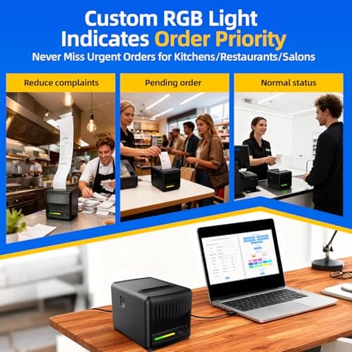 YIRIGUI POS Receipt Printer, 80mm Thermal Printer with Auto Cutter, Large-Capacity Paper Bin, Wall-Mountable, High-Speed Printing, Compatible with Cash Drawer, Fits Catering/Retail/Logistics 5