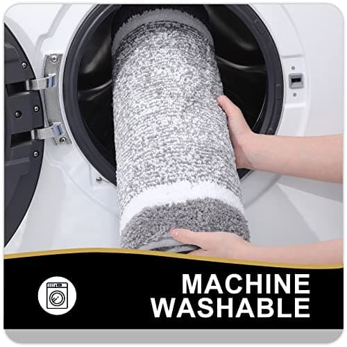 OLANLY Bathroom Rugs 24x16, Extra Soft and Absorbent Microfiber Bath Mat, Non-Slip, Machine Washable, Quick Dry Shaggy Bath Carpet, Suitable for Bathroom Floor, Tub, Shower (Small, Grey) 6