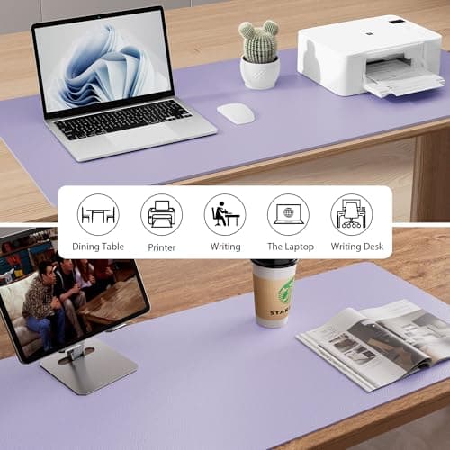 Aothia Leather Desk Pad Protector, Large Mouse Pad, Office Desk Mat, Non-Slip PU Leather Desk Blotter, Laptop Desk Pad, Waterproof Desk Writing Pad for Office and Home (23.6" x 13.7", Lavender) 5