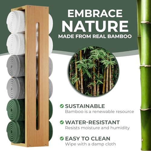Bamboo Wall Mounted Towel Racks for Bathroom - Shelf - Wooden Towel Holder 7