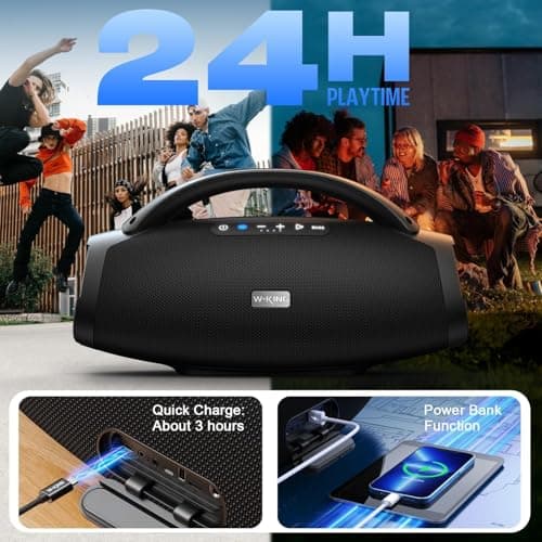 330W Peak Loudest Boom Box, 7.5" Subwoofer/2.1Ch/IPX7 Waterproof, 200W RMS Party Large Bluetooth Speaker Wireless with 2 Woofers/DSP/BT5.4/APP/Fast Charge/OTG/AUX/Guitar-in, Massive Bass for Outdoors 5
