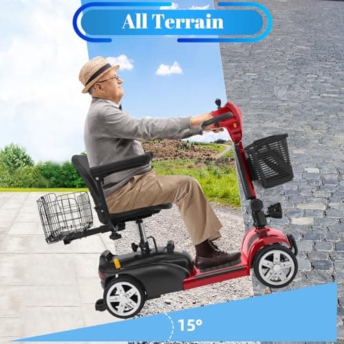 Ecomobi 4-Wheel Mobility Scooter for Adults & Seniors, 350W Electric Powered, 15-45 Mile Range with Removable Battery, 8/9" Tires, Rear Tail Lights, Baskets, Compact Mobility Scooter for Elderly 6