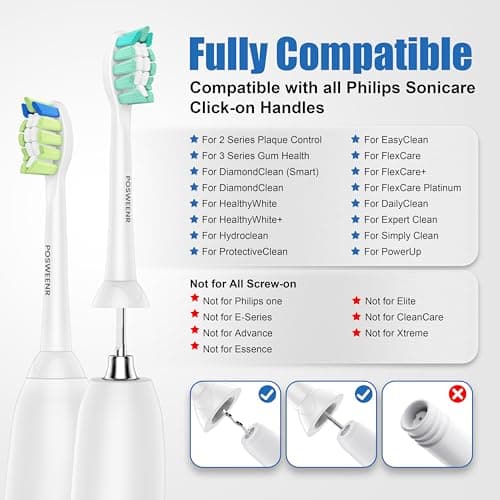 POSWEENR Replacement Toothbrush Heads Compatible with Philips Sonicare – Gentle & Effective Electric Tooth Brush Refill for Plaque Control, 10 Pack 5