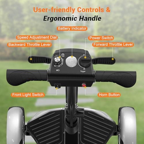 BIQISSI Mobility Scooter for Adults, Lightweight 4 Wheel Motorized Mobility Scooter w/Dustproof Cover, 350LBS Capacity & Lithium Battery, 25Miles Electric Powered Mobility for Outdoor, 213SL-OL 8