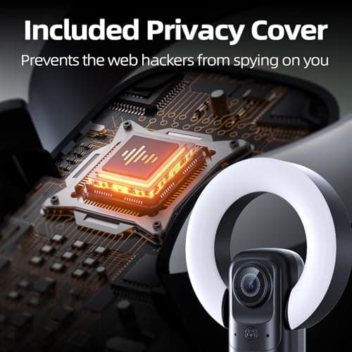 JEEBOX 4K Webcam with Light, Streaming Camera with Microphone, Plug and Play, USB HD Computer Web Cam, 1080P Auto-Focus, 73°FOV PC Camera for Zoom Skype Teams, Desktop, Black 7