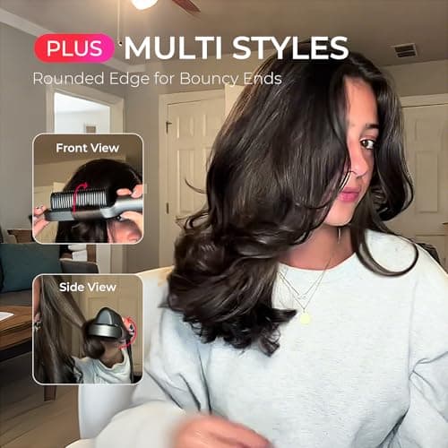 TYMO Ring Plus Ionic Hair Straightener Brush - Straightening Comb with Negative Ions for Women, Titanium Coating, 9 Temp Settings & LED Display, Dual Voltage, Professional Styling Tools 6