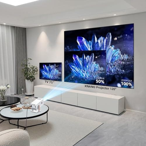 [Netflix Authorized & AI Autofocus]Upgraded 5.2 Bluetooth WiFi 6 Video Projector,XNANO Full HD Native 1080P Projector,270° Rotating Portable Projector with Smart Voice Remote Control,3D Dolby Audio 6
