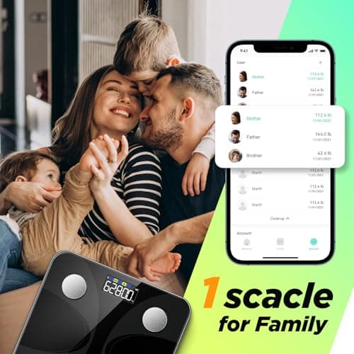 Scale for Body Weight and Fat Percentage, RunSTAR Digital Accurate Bathroom Smart Scale with Large Display, FSA&HSA Eligible 13 Body Composition Analyzer Sync App 6