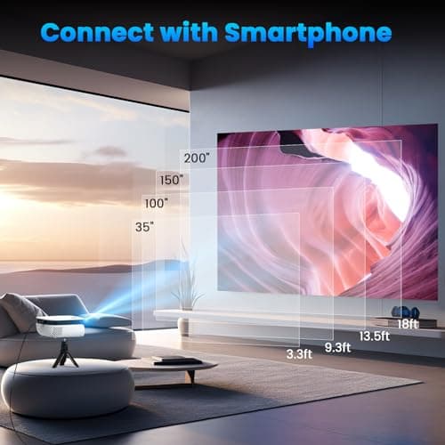 Mini Projector,Portable Projector with 1080P and 7500L Supported Outdoor Projector,240" Movie Home Projector for Bedroom, Compatible with HDMI, USB, AV, Smartphone/Tablet/Laptop 5