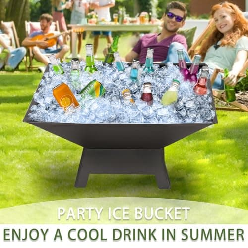 KINGBURN Outdoor Fire Pits for Outside Wood Burning Table Fire Pit with Spark Screen Cover, Fire Bowls Backyard Fire Pit with Fire Poker for Camping Beach (Black, 18.5 Inch) 7