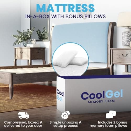 Classic Brands Cool Gel Chill Memory Foam 14-Inch Mattress with 2 BONUS Pillows |CertiPUR-US Certified |Bed-in-a-Box, Queen 7