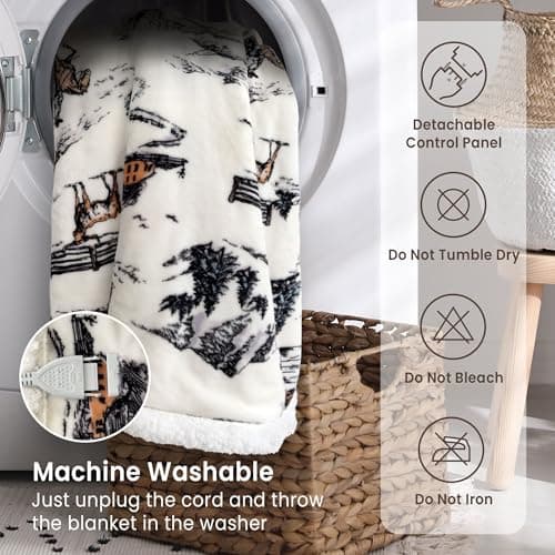blunique Heated Blanket Throw Electric Blanket – Fast Heating Blanket with 10 Heat Settings & 10 Hours Auto Off, Cozy Soft Fleece Sherpa, Washable, Warm Gifts for Grandma 9