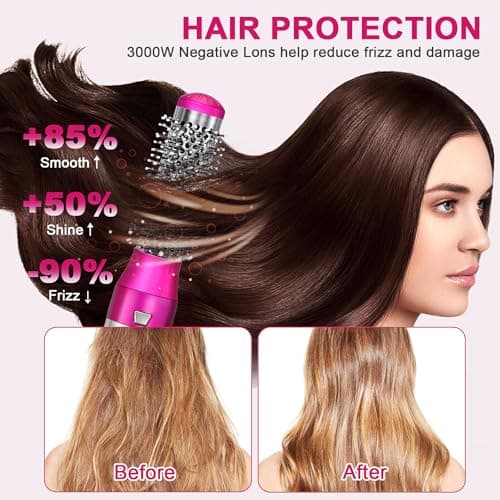 Blow Dryer Brush Set, Air Sculpt 3-in-1 Hot Air Brush Blow Dryer - Salon Blowout Styler for Curling, Volumizing & Straightening with 3 Interchangeable Heads, Sleek & Frizz-Free Hair, ALCI Safety Plug 5