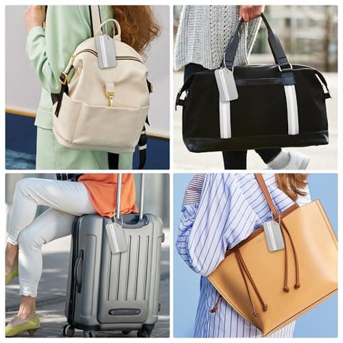 Travelambo 6 Pack Luggage Tags for Suitcases Aluminum Privacy Protection Bag Tags Luggage Identifier Travel Accessories Essentials (Silve) 6