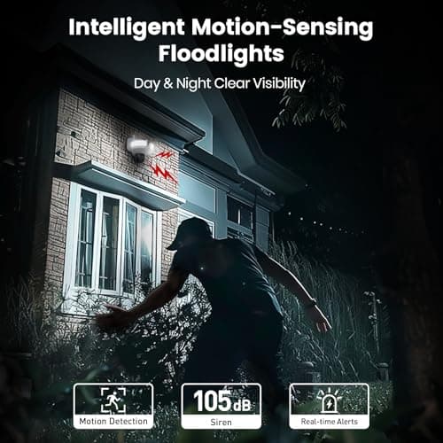 aosu Floodlight Camera Wired, 3K UHD Security Camera Outdoor, 360° Coverage Surveillance, 24/7 Recording, Motion Detection, 2600-Lumen Motion-Activated Floodlight, Color Night Vision 5