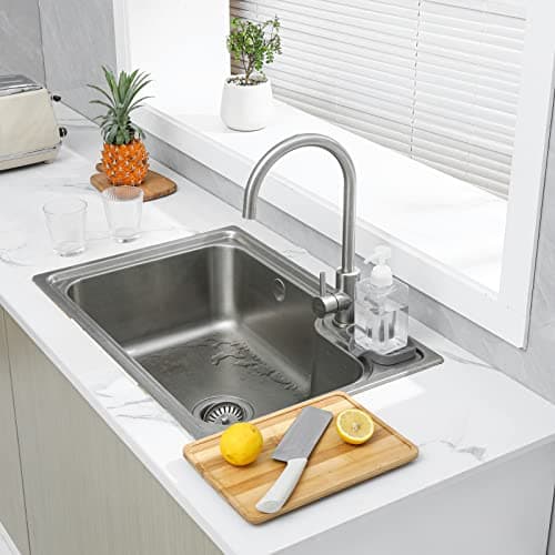 MicoYang Silicone Bathroom Soap Dishes with Drain Spout-Bathroom and Kitchen Sink Organizer,Sponge Holder,Dish Soap Tray,Perfect for Dispenser,Scrubber,Bottle,Cup on Sink or Counter-Grey 4.9"×3.2" 6