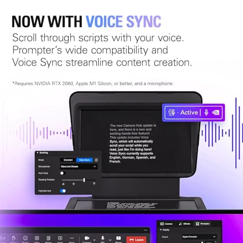 Elgato Prompter – Teleprompter with Built-in Screen for YouTube, Twitch, Zoom and More, 1080 pixels, Supports DSLR/Webcam/Smartphone, Drag & Drop Monitor Display, Works with Mac/PC & Stream Deck 8