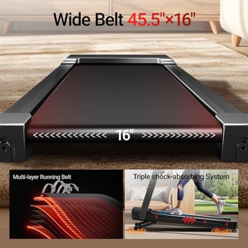 UMAY Fitness Treadmill with 3-Level Incline, Treadmills for Home Auto Folding with Pulse Sensors, 300 LBS Capacity, 3.0HP Quiet Brushless, Max 8.7 MPH (Balck) 7